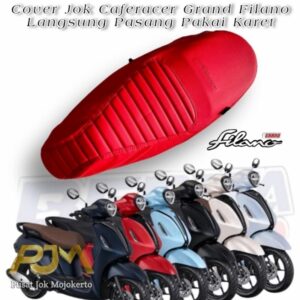 Cover Jok Caferacer Grand Filano (Langsung Pasang Pakai Karet) Sarung Jok Press Logo Busa