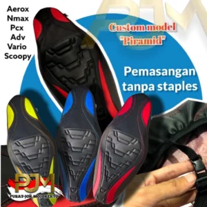 Cover Jok Motor Tanpa Staples (Karet & Velcro, Bahan Zeus, Model Piramid)