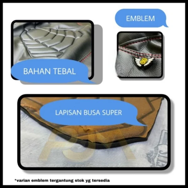 Kulit Jok Variasi Motor Model ENMORE (STAPLES) Mio Vario Nmax Beat Bahan Tebal Zeus