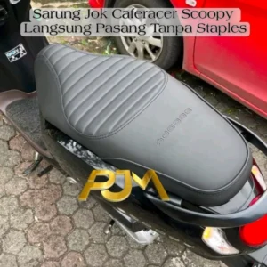Sarung Jok Scoopy Langsung Pasang Tanpa Staples (Karet, Cover Caferacer, Press Embos Logo)
